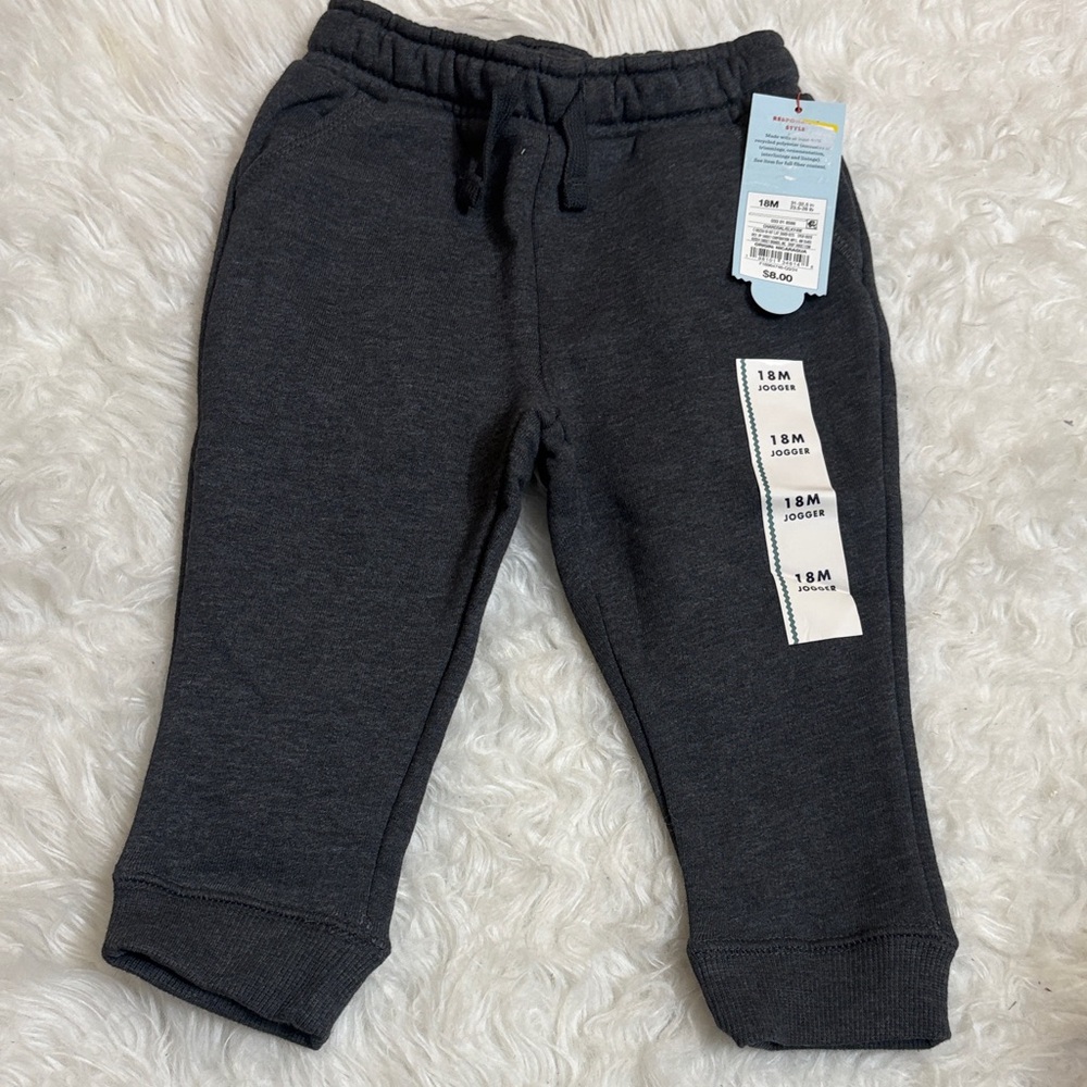 NWT Cat & Jack Charcoal Grey Jogger Pants 12M